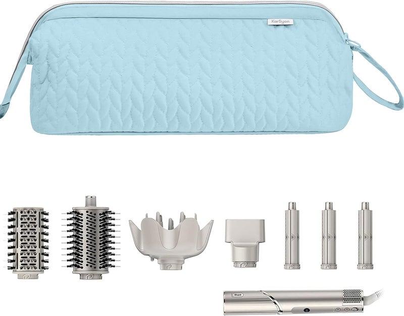 KarSyon Shark Flex Style Case for Airwrap Hair Dryer Brush Revlon Hair Tools Travel Bag Carrying Case Flat Curling Iron Organizer (Light Blue) - Image 3